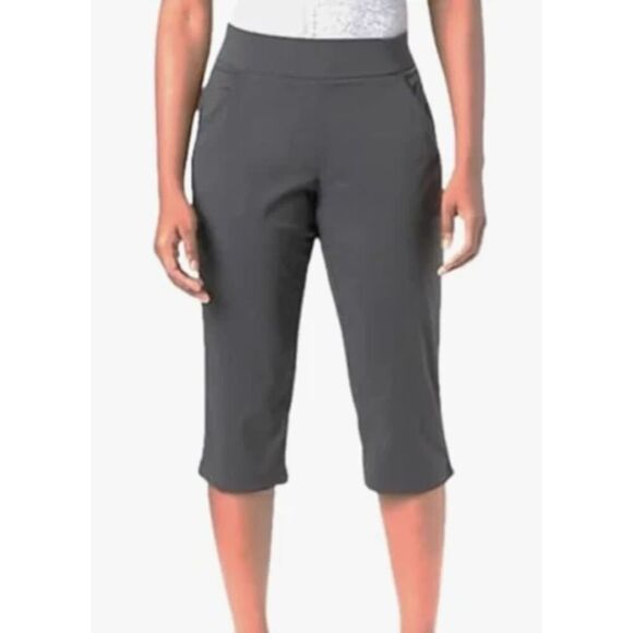 COLUMBIA Omni-Shade Omni-Shield Pull-On Capri Pants Sz Small Grey Active Fit NWT - Picture 1 of 14